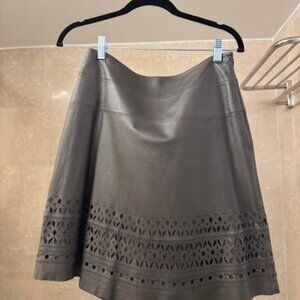 ELIE TAHARI Dark Brown Leather Skirt